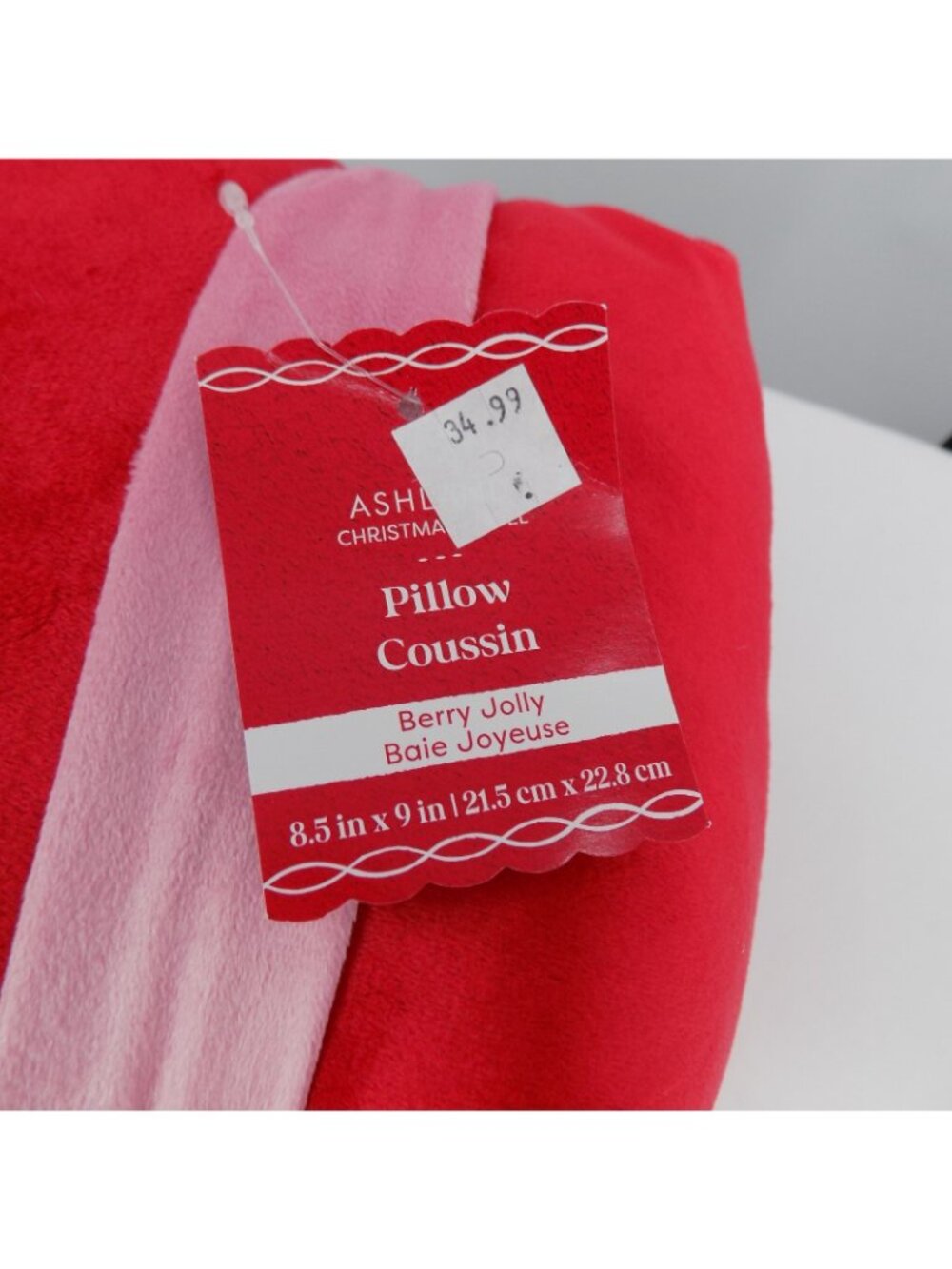 Ashland Plush Present Pillow Berry Jolly Red Pink Bow Square 8.5" x 9" Decor NWT - Picture 8 of 11